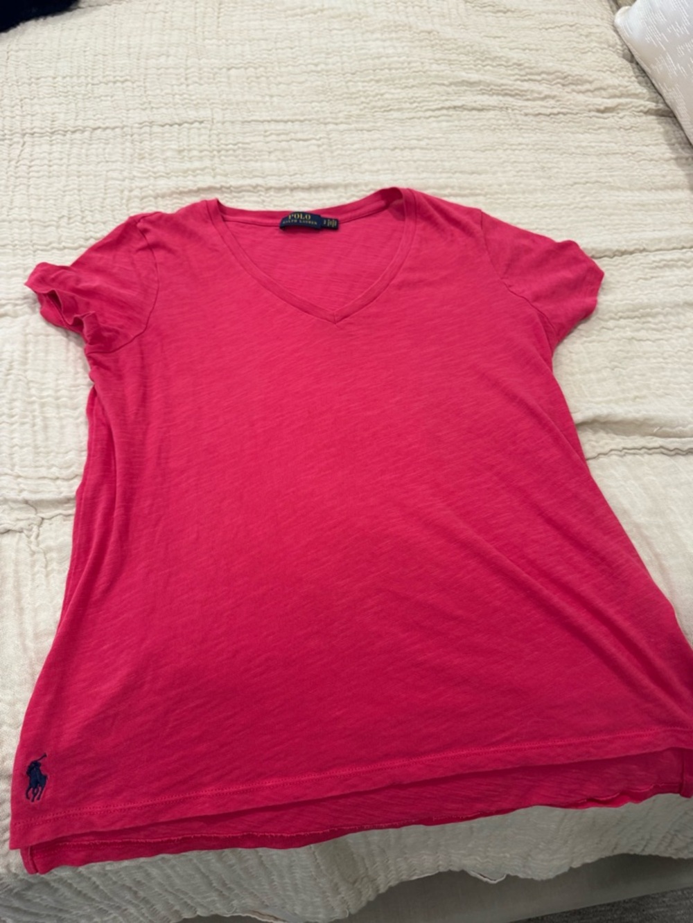 Ralph Lauren Hot Pink V-Neck Short Sleeve Tee